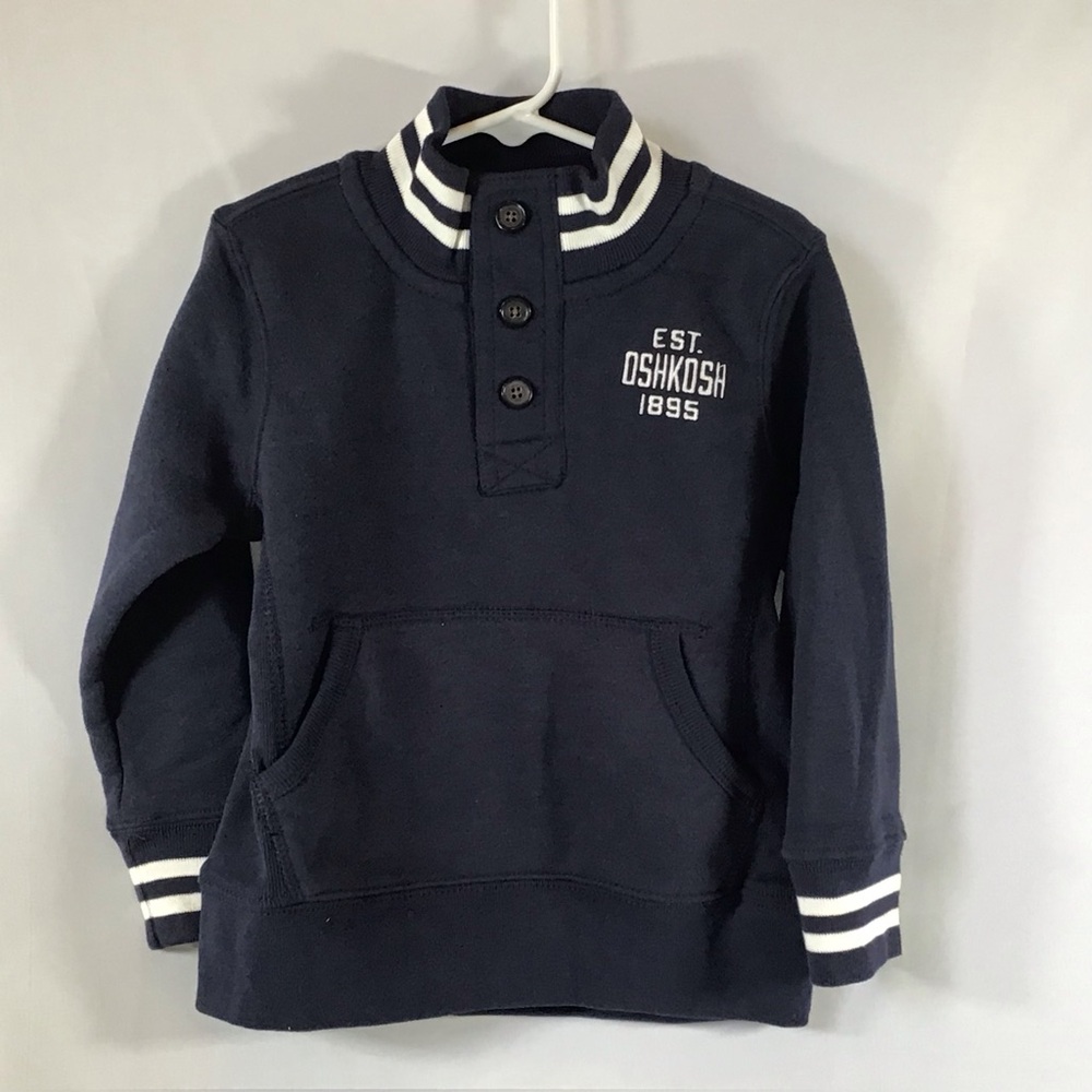 NWT OshKosh B'gosh Navy Button-Up Sweatshirt Boys Sz 4
